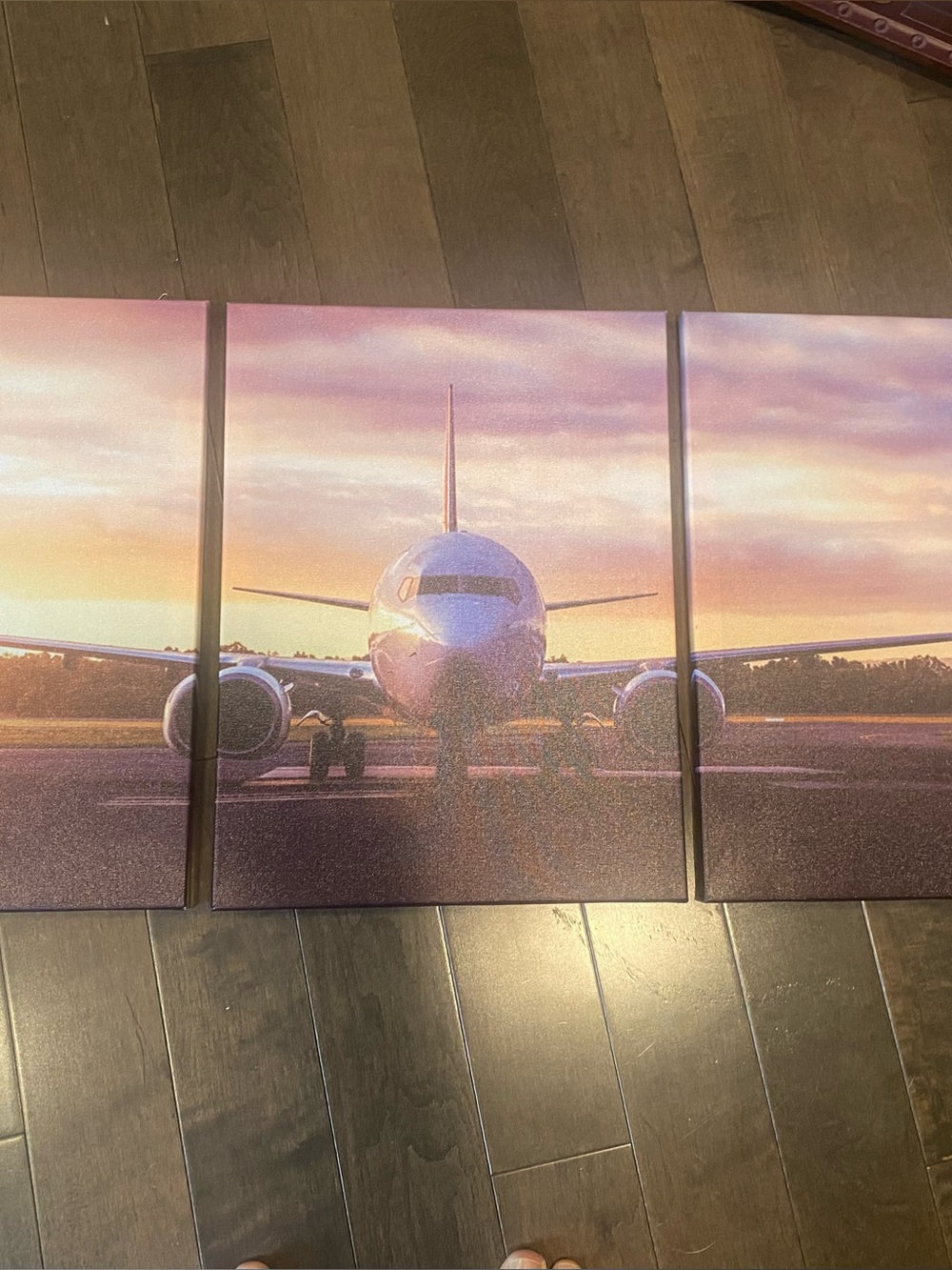 3 piece airplane picture and aviation clock